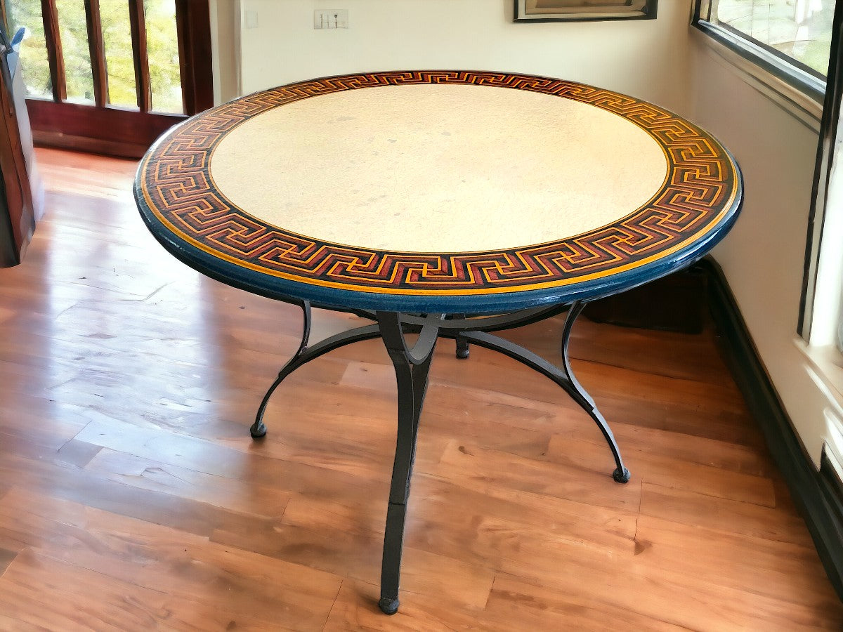 Geribi Table with Greek Key Design