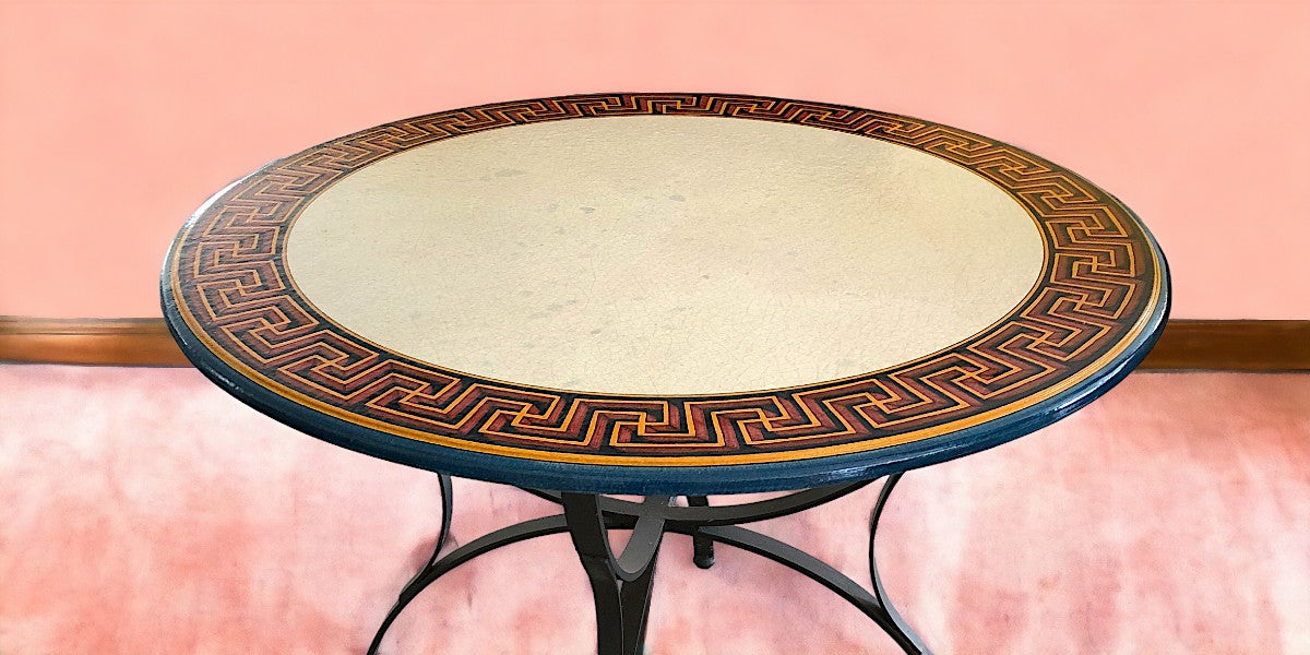 Geribi Table with Greek Key Design