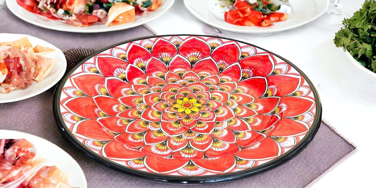 Round Platter Red Peacock K02 - 15"