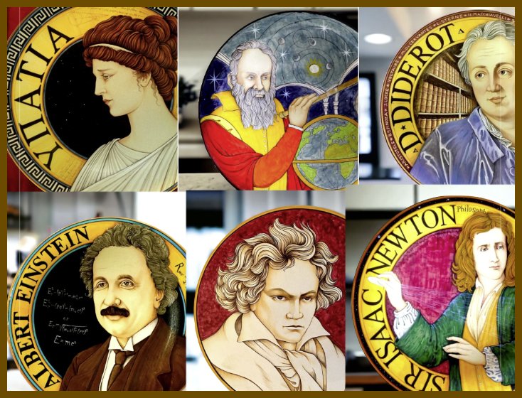 Set of 6 Historical Figures Decorative Wall Plates 50cm – One of a Kind, Hand-Painted by Gerardo Ribigini, Deruta Italy