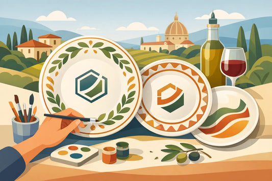 Custom Logo Ceramic Plates Made in Italian Style