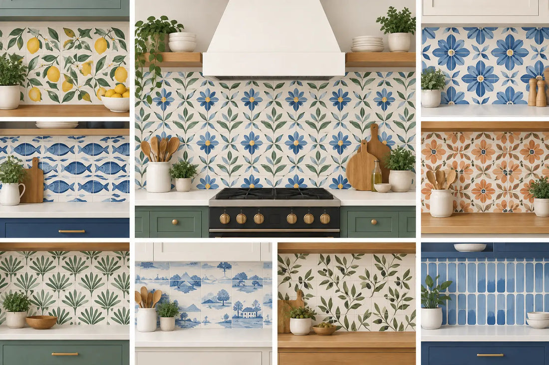 12 Hand Painted Tile Backsplash Ideas for Kitchens