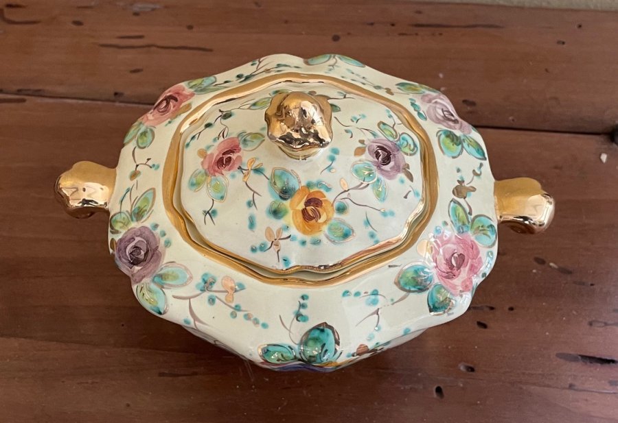 Vintage 1960s Deruta Hand-Painted Ceramic Tea Set