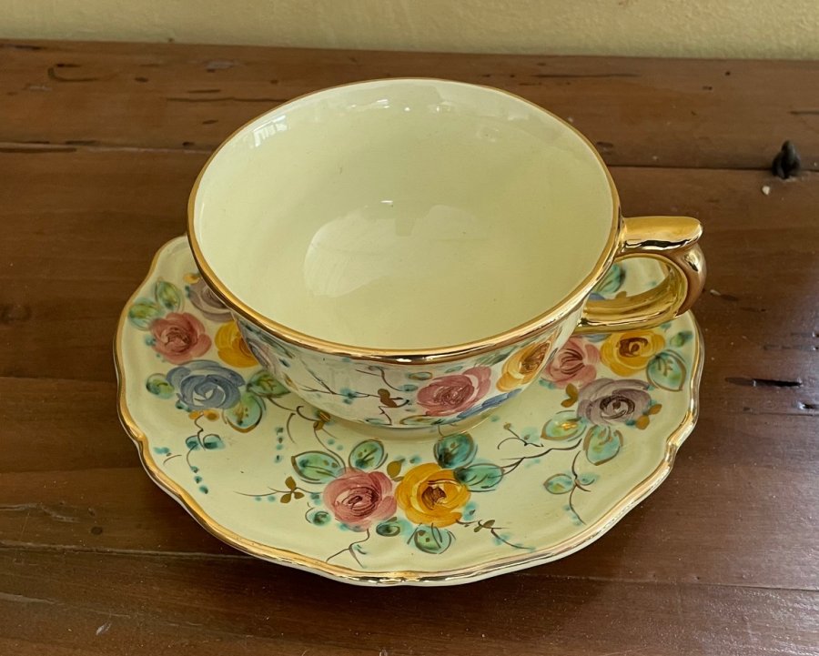 Vintage 1960s Deruta Hand-Painted Ceramic Tea Set