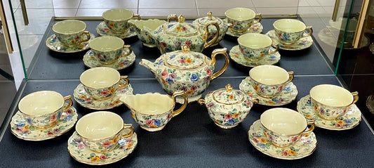 Vintage 1960s Deruta Hand-Painted Ceramic Tea Set