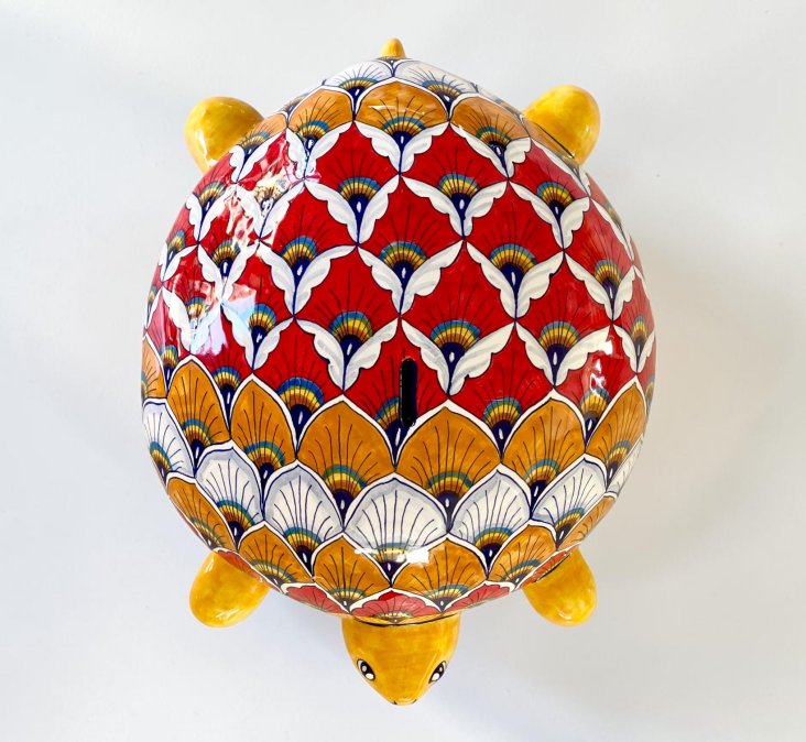 Majolica Turtle Bank, ANIX-23 – 37x28x12cm (14.5" x 11" x 5") – One of a Kind – Handmade in Deruta, Italy
